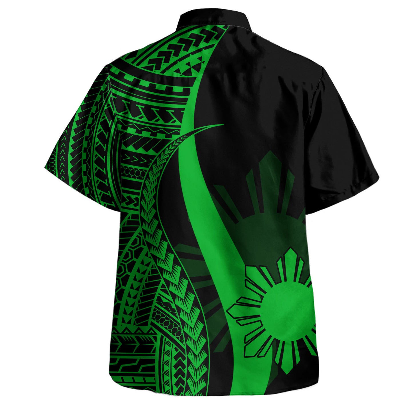 Philippines Combo Dress And Shirt - Polynesian Tentacle Tribal Pattern Green