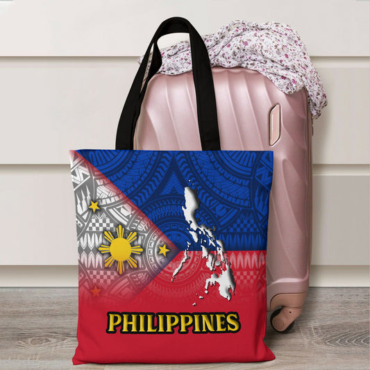 Philippines Filipino Map And Flag Color Style Tote Bags