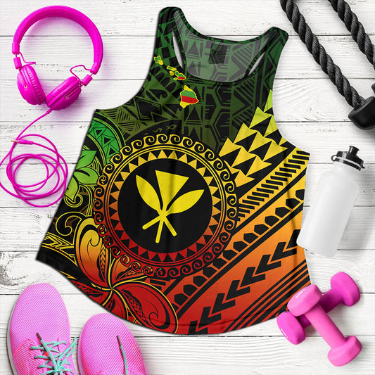 Hawaii Women Tank Polynesian Style With Coat Of Arms And Map