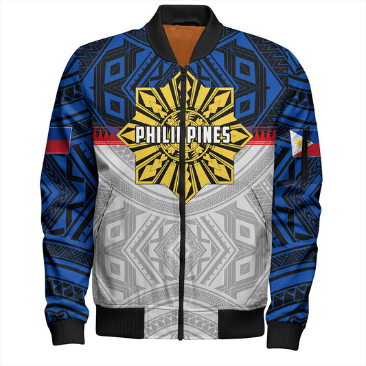Philippines Bomber Jacket Filipino Tribal Sun Flag