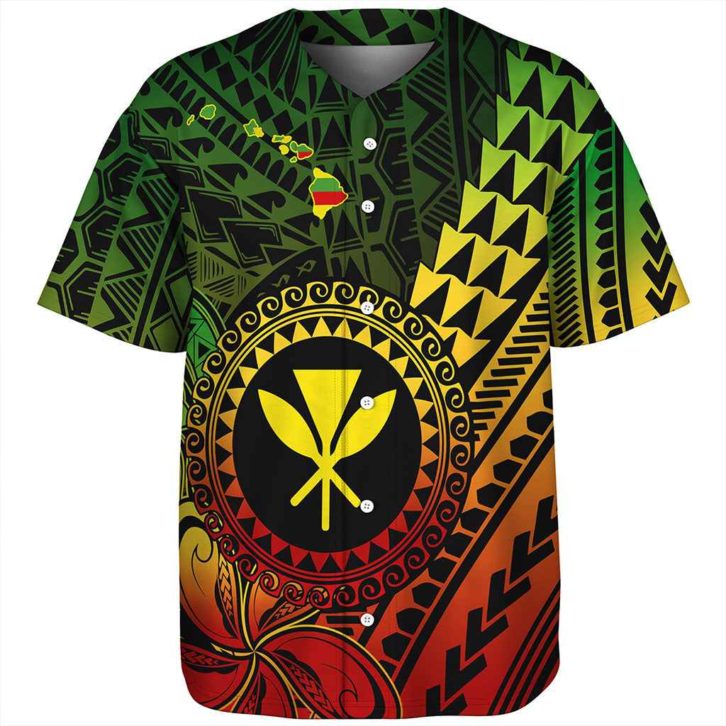 Hawaii Baseball Shirt Polynesian Style With Coat Of Arms And Map