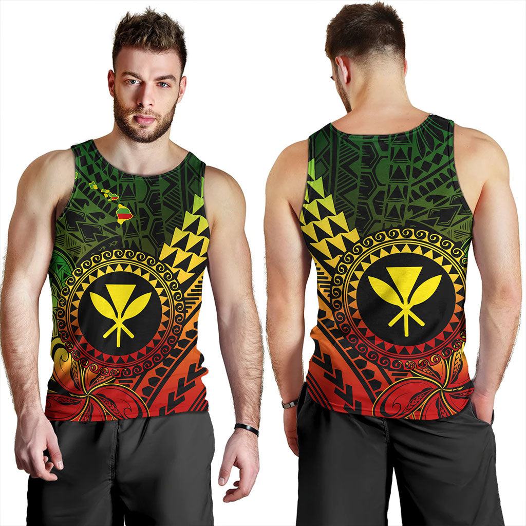Hawaii Tank Top Polynesian Style With Coat Of Arms And Map