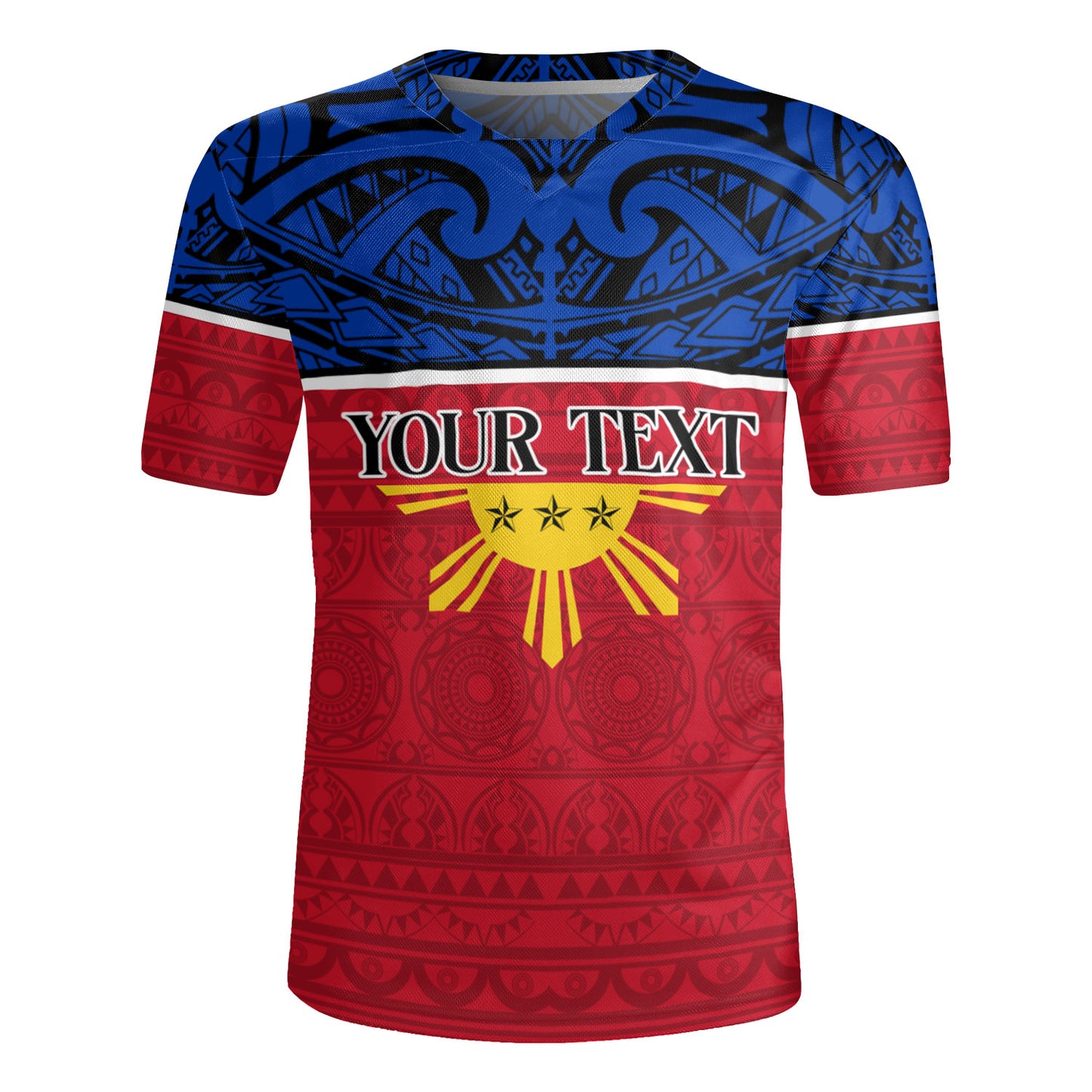Philippines Filipinos Custom Personalised Rugby Jersey Coat Of Arms Tribal Patterns Style