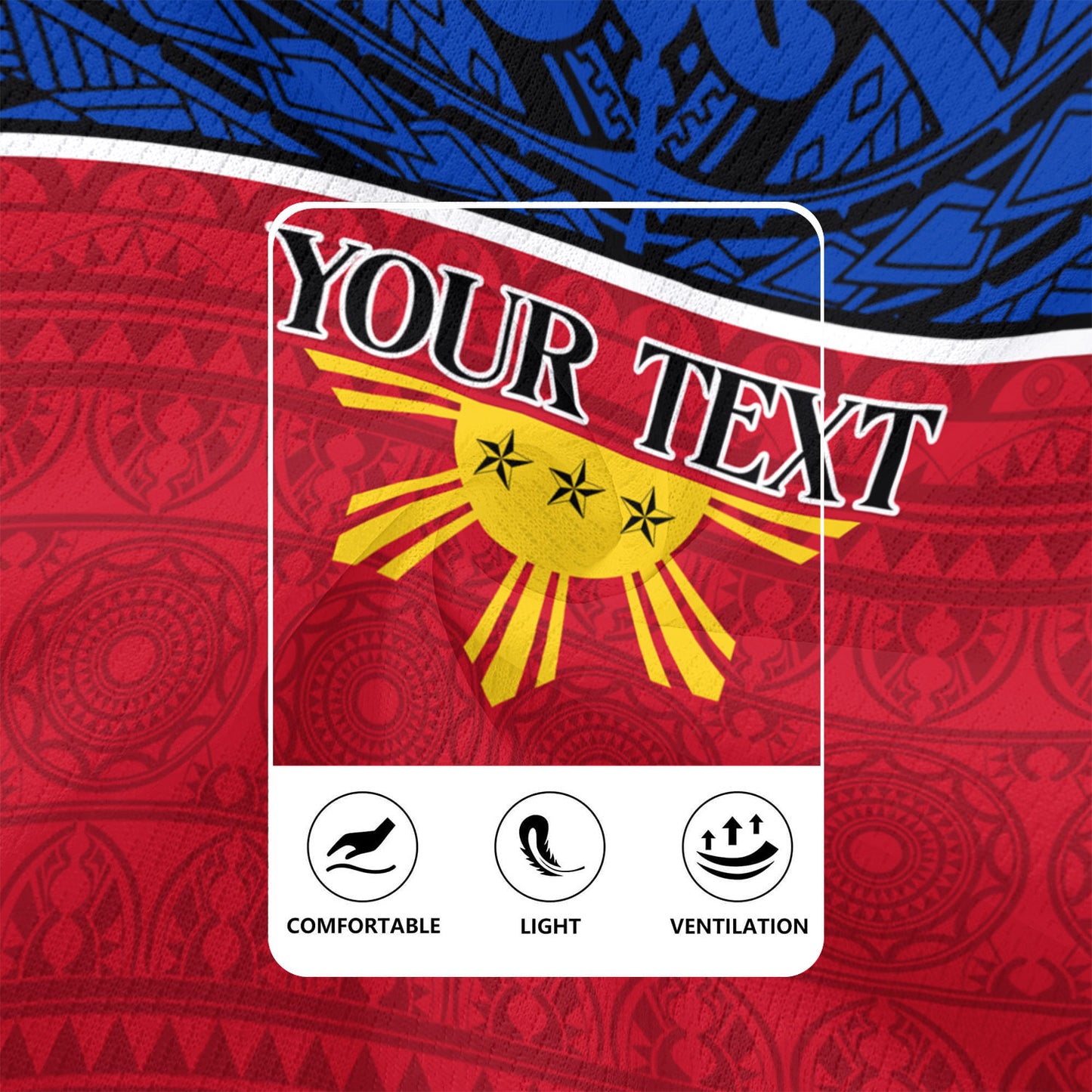 Philippines Filipinos Custom Personalised Rugby Jersey Coat Of Arms Tribal Patterns Style