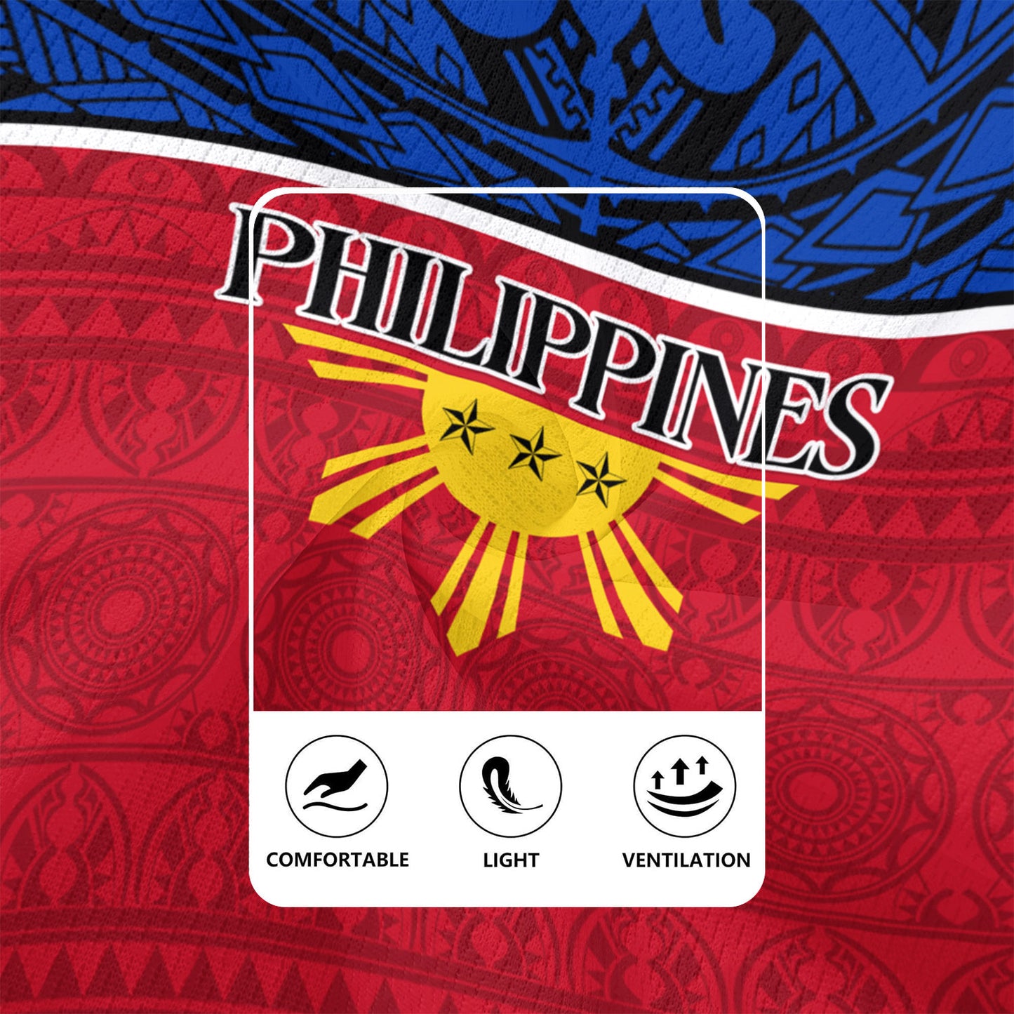 Philippines Filipinos Custom Personalised Rugby Jersey Coat Of Arms Tribal Patterns Style