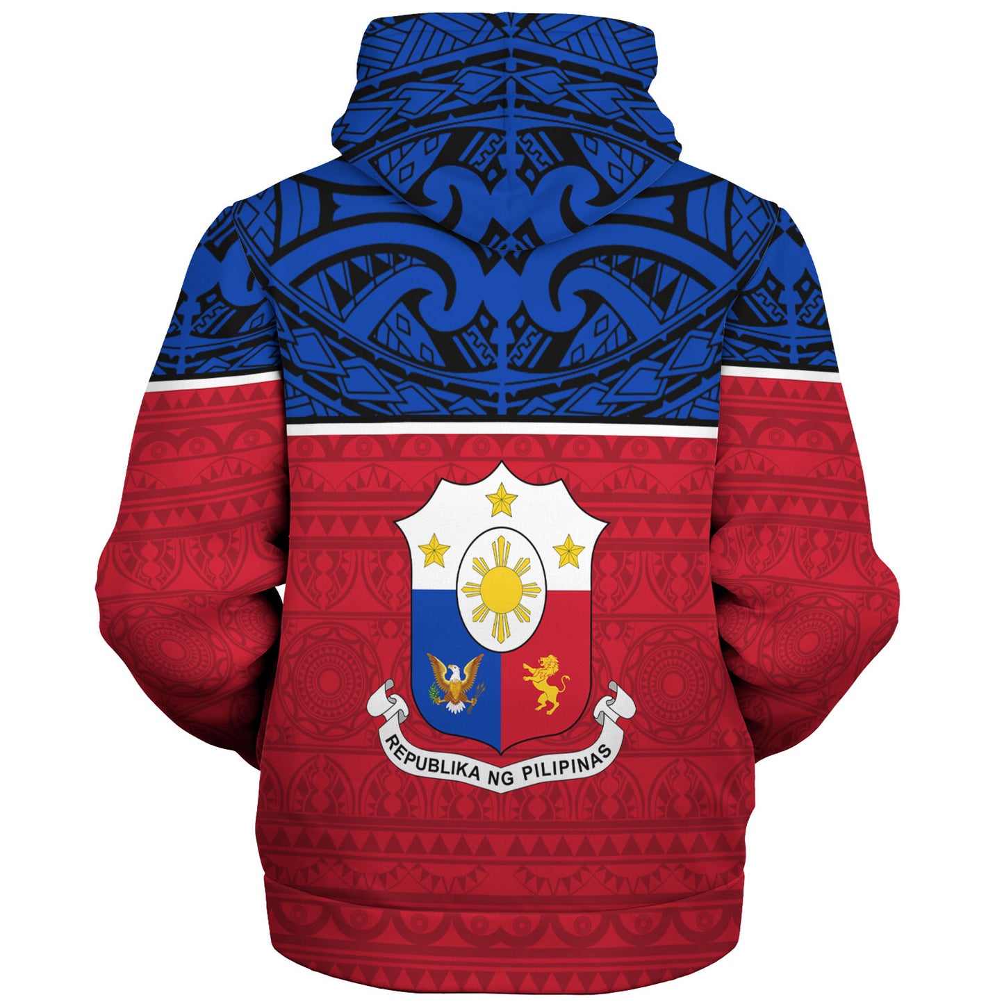 Philippines Filipinos Custom Personalised Sherpa Hoodie Coat Of Arms Tribal Patterns Style