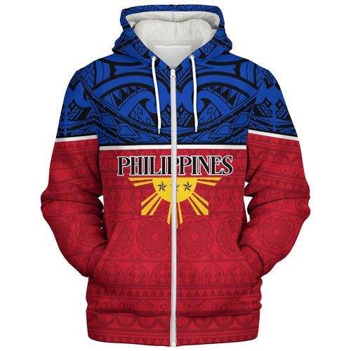 Philippines Filipinos Custom Personalised Sherpa Hoodie Coat Of Arms Tribal Patterns Style
