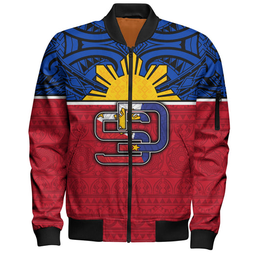 Philippines Filipinos Custom Personalised Bomber Jacket San Diego Tribal Patterns Style
