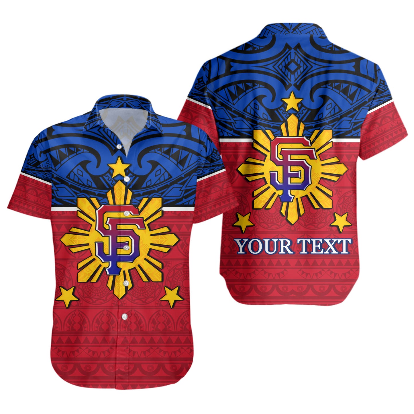 Philippines Filipinos Custom Personalised Short Sleeve Shirt San Francisco Tribal Patterns Style