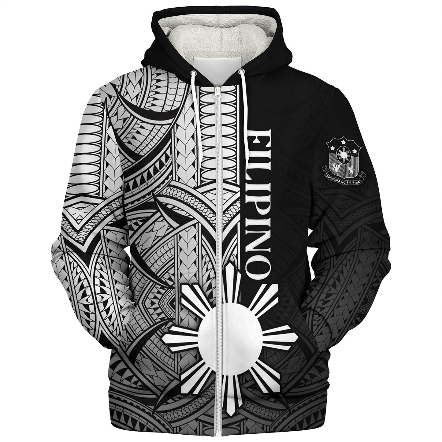 Philippines Filipinos Sherpa Hoodie Cool Filipino Tribal Tatau Style