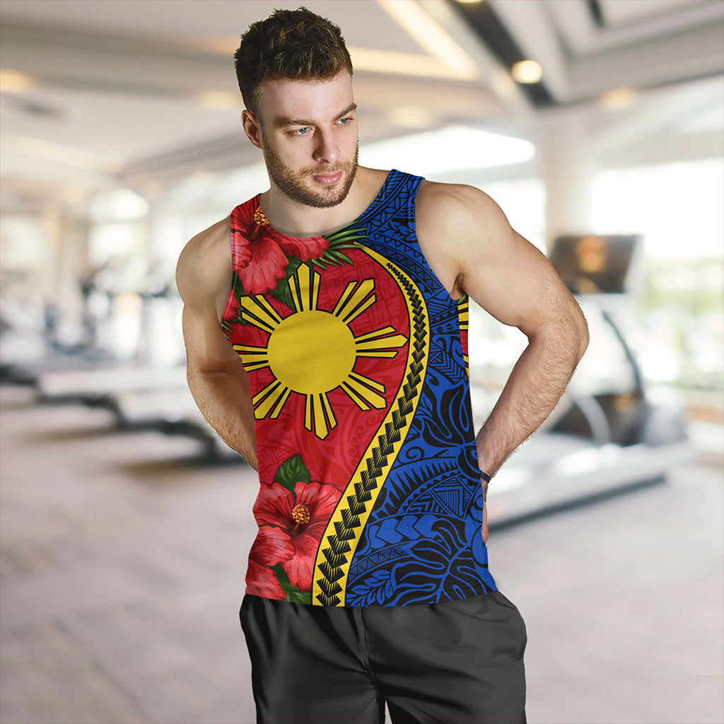Philippines Filipinos Tank Top Tribal Polynesian With Hibiscus Flower