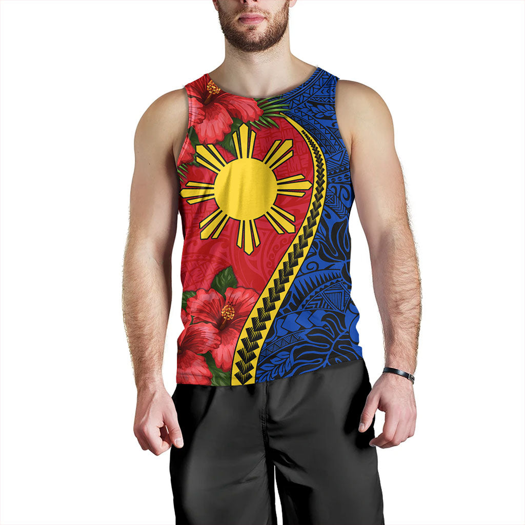 Philippines Filipinos Tank Top Tribal Polynesian With Hibiscus Flower