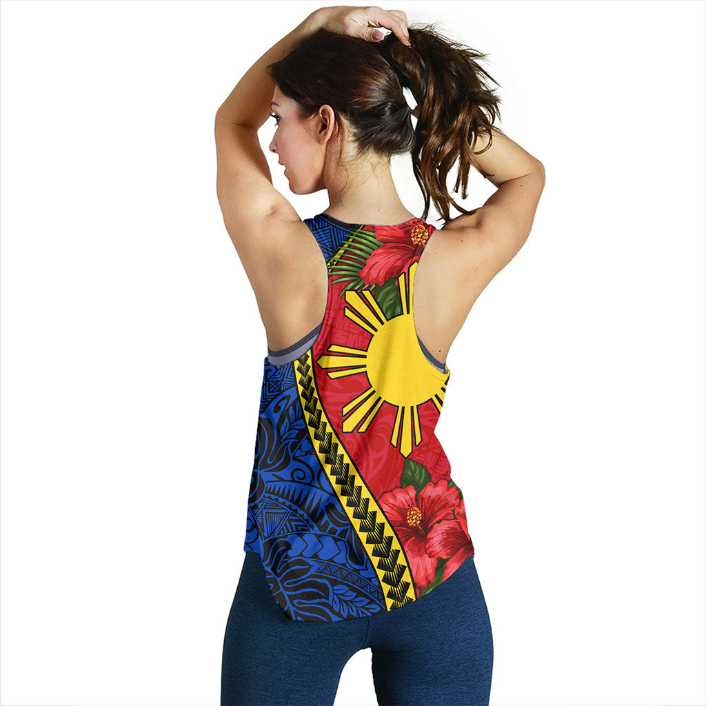 Philippines Filipinos Women Tank Tribal Polynesian With Hibiscus Flower