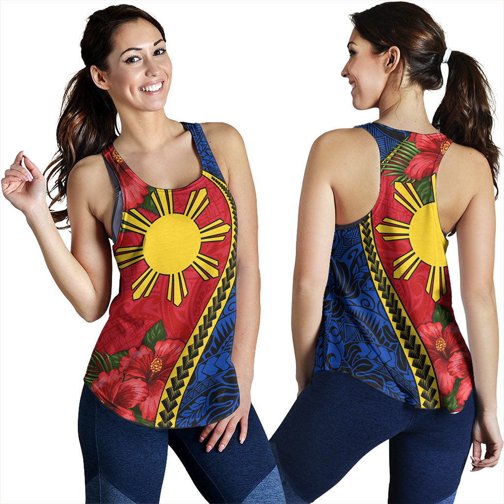 Philippines Filipinos Women Tank Tribal Polynesian With Hibiscus Flower