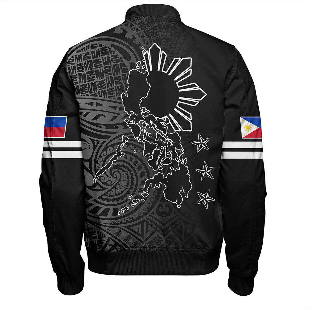 Philippines Bomber Jacket Lauhala Half Concept Black