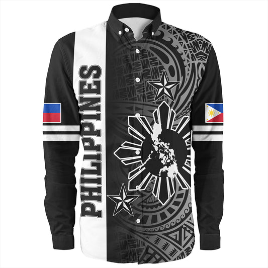 Philippines Long Sleeve Shirt Lauhala Half Concept Black