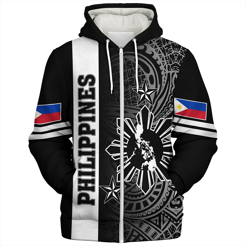 Philippines Sherpa Hoodie Lauhala Half Concept Black