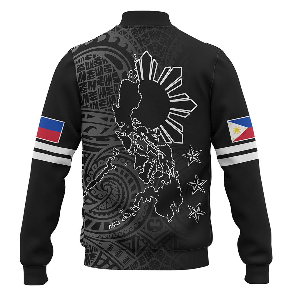 Philippines Baseball Jacket Lauhala Half Concept Black