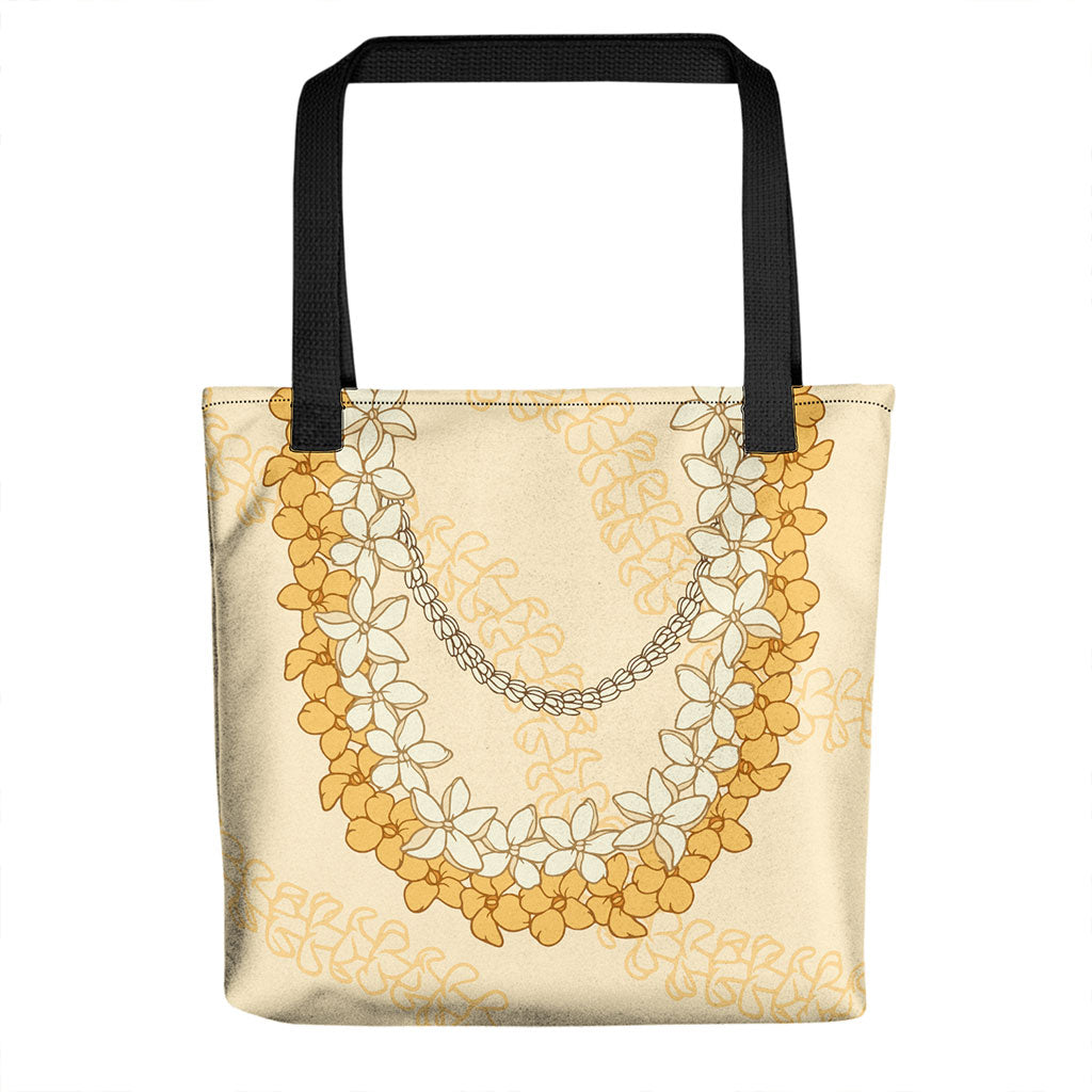 Hawaii Tote Bag Pikake Floral Lei Curve