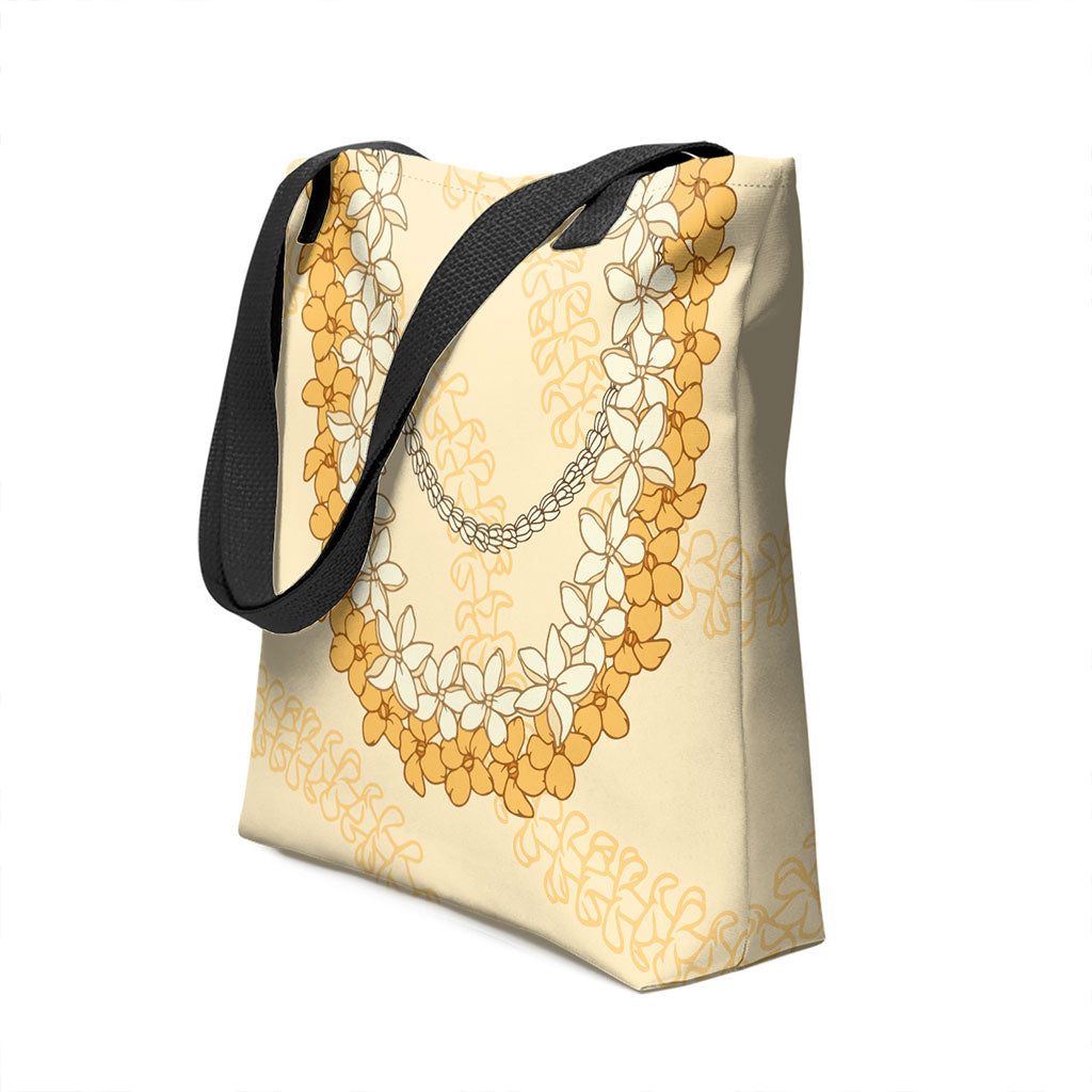 Hawaii Tote Bag Pikake Floral Lei Curve