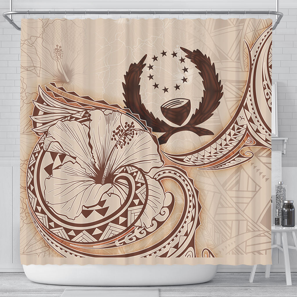 Pohnpei State Shower Curtain Hibiscus Flower Vintage Style