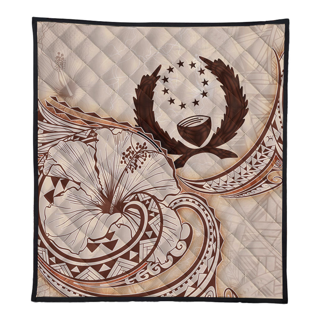 Pohnpei State Premium Quilt Hibiscus Flower Vintage Style