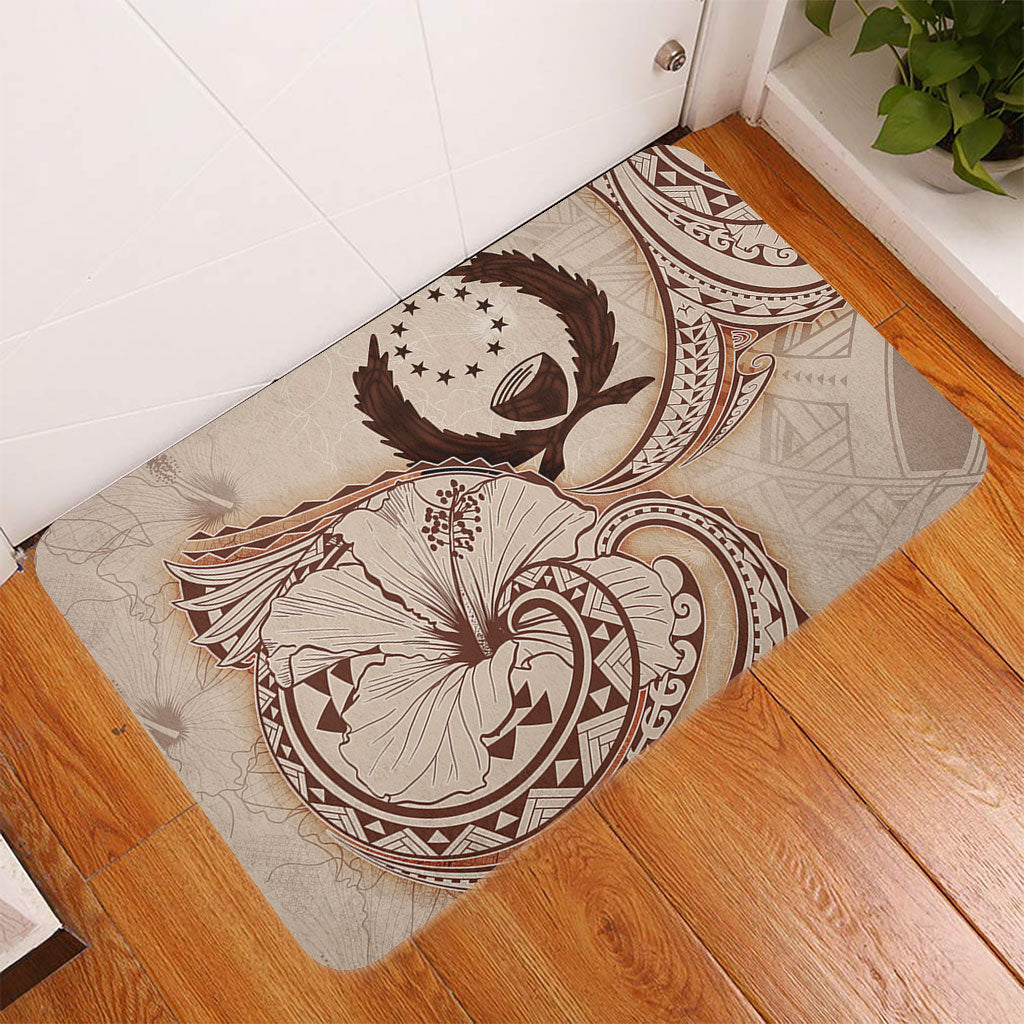 Pohnpei State Door Mat Hibiscus Flower Vintage Style