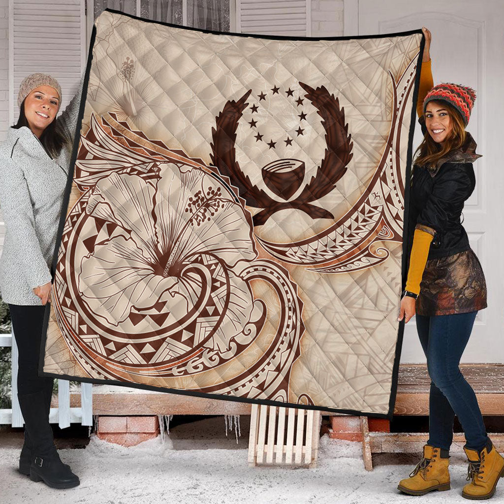 Pohnpei State Premium Quilt Hibiscus Flower Vintage Style
