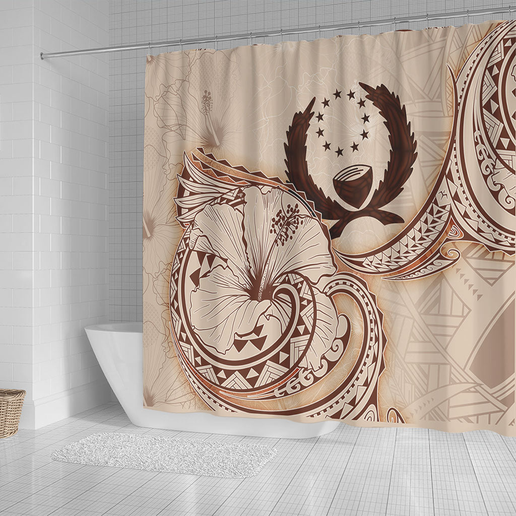 Pohnpei State Shower Curtain Hibiscus Flower Vintage Style