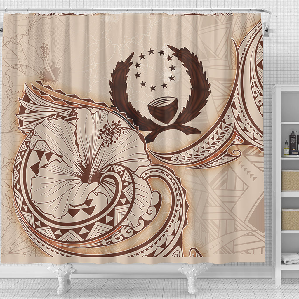 Pohnpei State Shower Curtain Hibiscus Flower Vintage Style