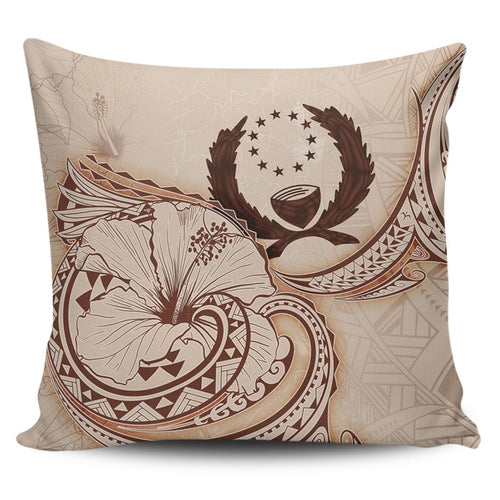 Pohnpei State Pillow Cover Hibiscus Flower Vintage Style