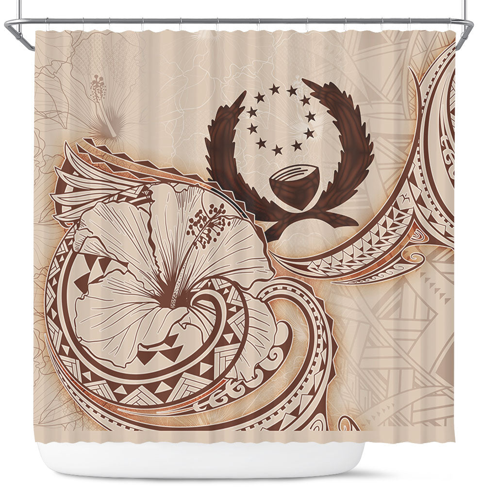 Pohnpei State Shower Curtain Hibiscus Flower Vintage Style