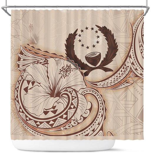 Pohnpei State Shower Curtain Hibiscus Flower Vintage Style