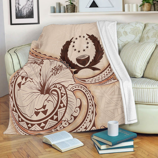 Pohnpei State Premium Blanket Hibiscus Flower Vintage Style