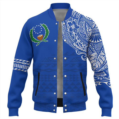 Pohnpei State Baseball Jacket Polynesian Flag With Coat Of Arms