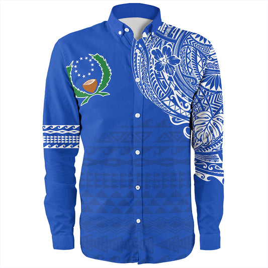 Pohnpei State Long Sleeve Shirt Polynesian Flag With Coat Of Arms