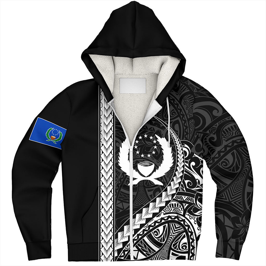 Pohnpei State Sherpa Hoodie Tribal Micronesian Coat Of Arms