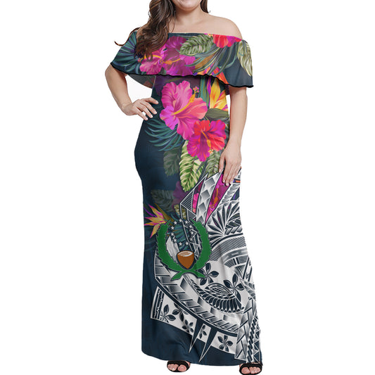 Pohnpei State Off Shoulder Long Dress Polynesian Summer Vibes
