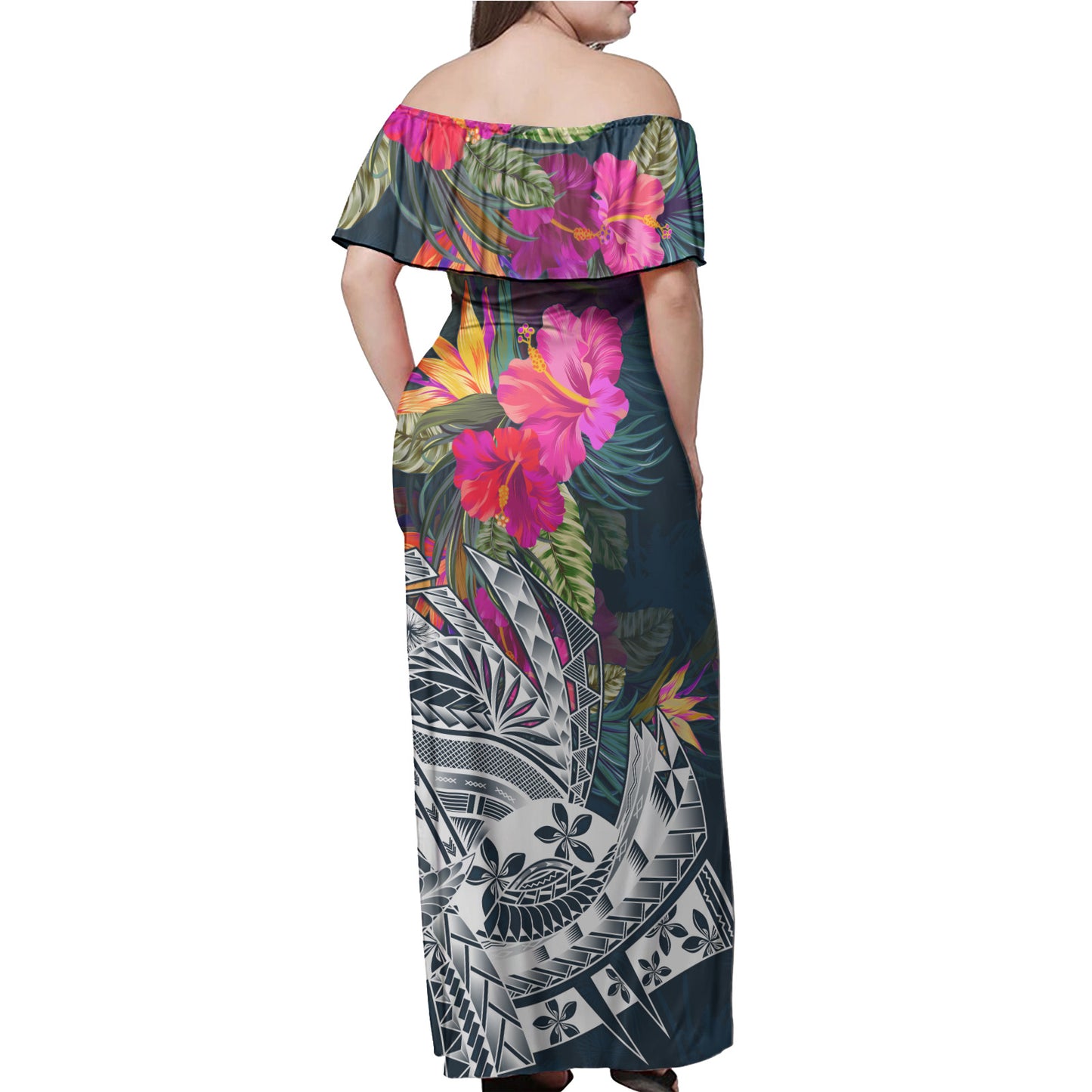 Pohnpei State Off Shoulder Long Dress Polynesian Summer Vibes