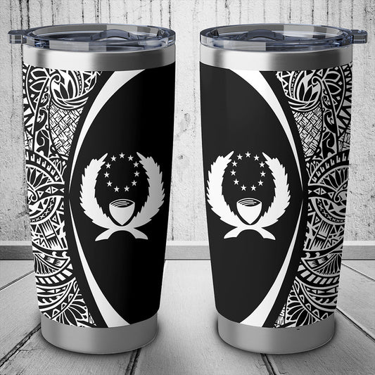 Pohnpei State Tumbler Lauhala Circle Style White