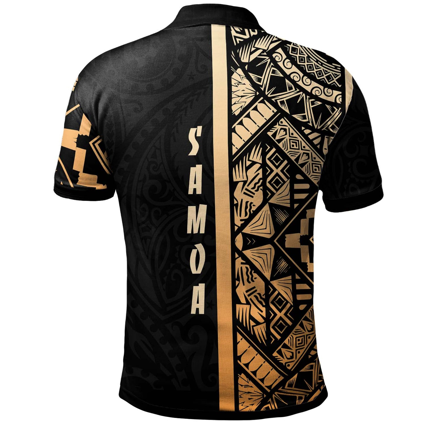 Samoa Polo Shirt - Samoa Coat Of Arms With Polynesian Tribal Pattern Gold