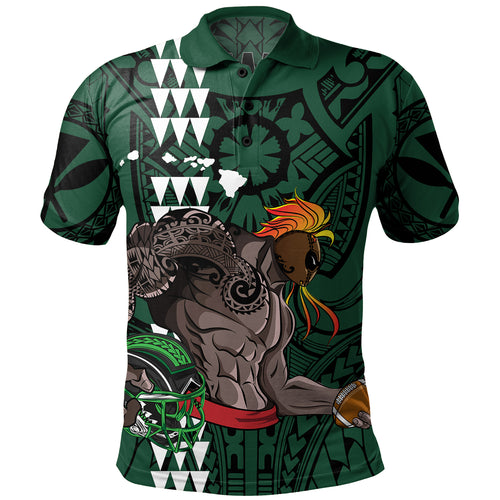 Hawaii Polo Shirt Map Kanaka Football Style