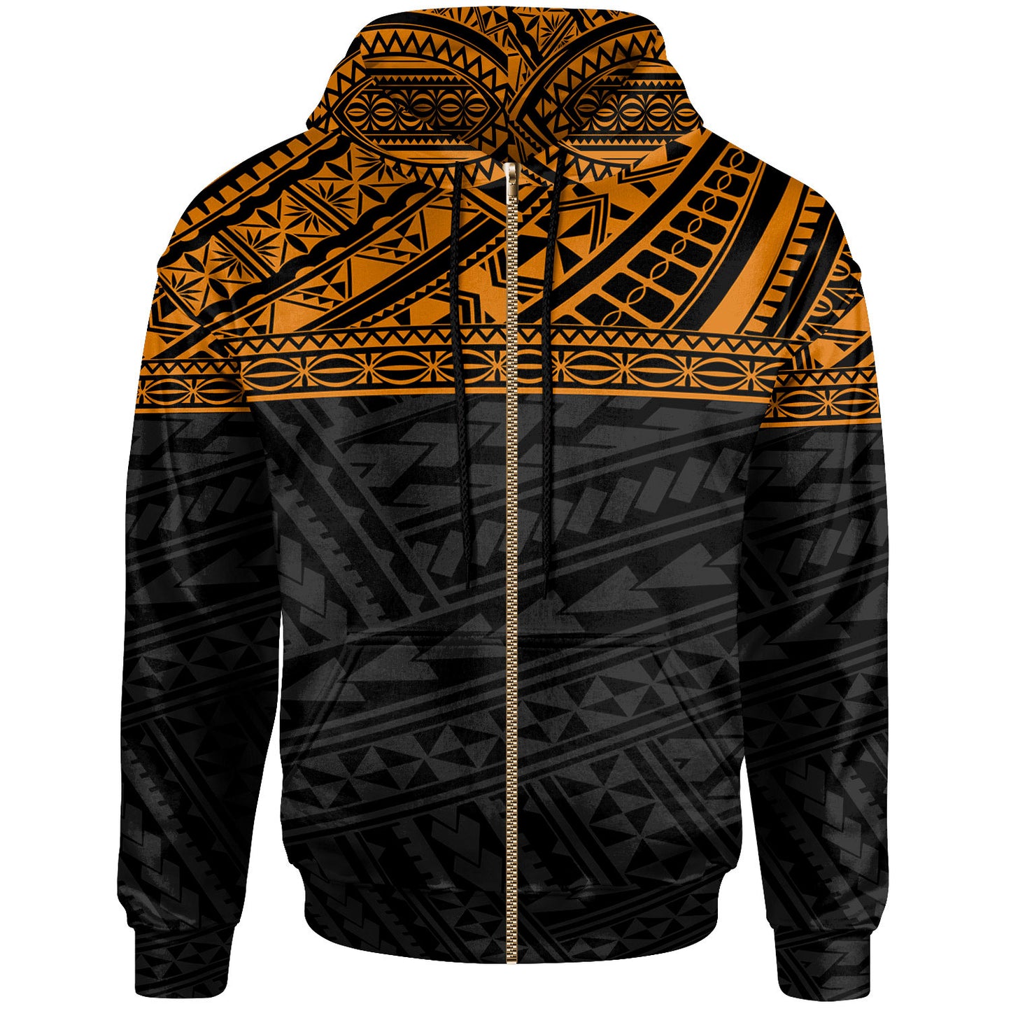 Poly All Over Hoodie - Polynesian Orange Black Version