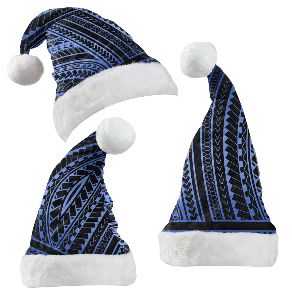 Hawaii Christmas Hat Polynesia Pattern Blue