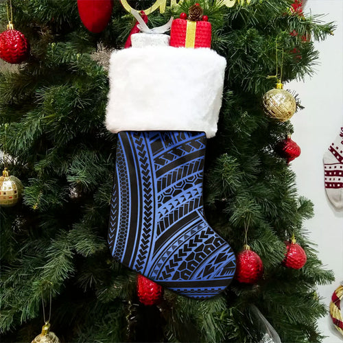 Hawaii Christmas Stocking Polynesian Pattern Blue