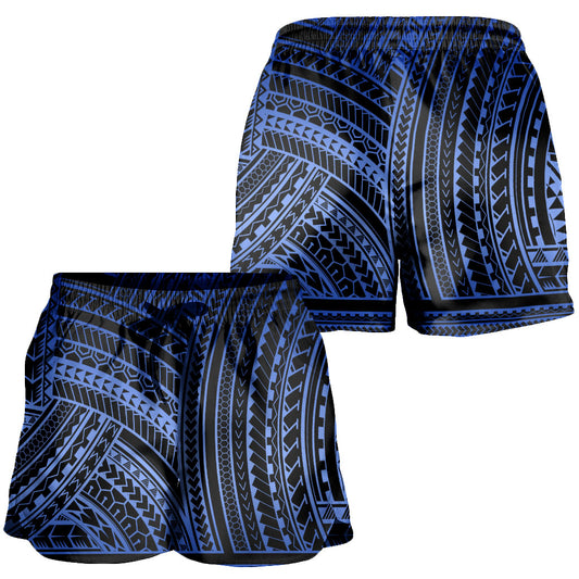Hawaii Women Shorts Polynesia Pattern Blue
