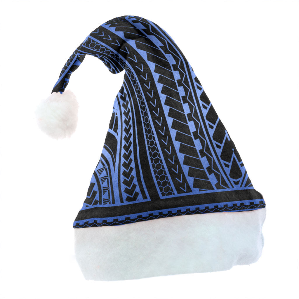 Hawaii Christmas Hat Polynesia Pattern Blue