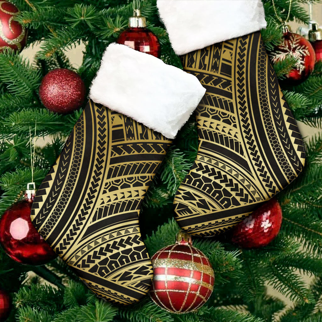 Hawaii Christmas Stocking Polynesian Pattern Gold