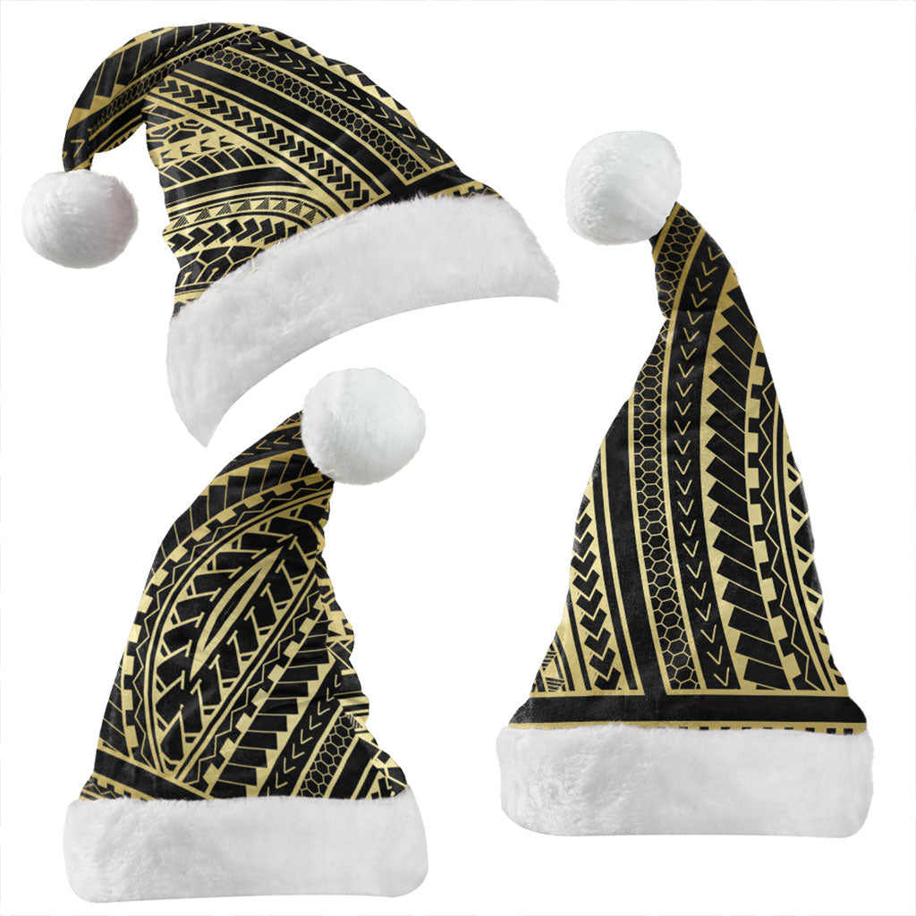 Hawaii Christmas Hat Polynesia Pattern Gold