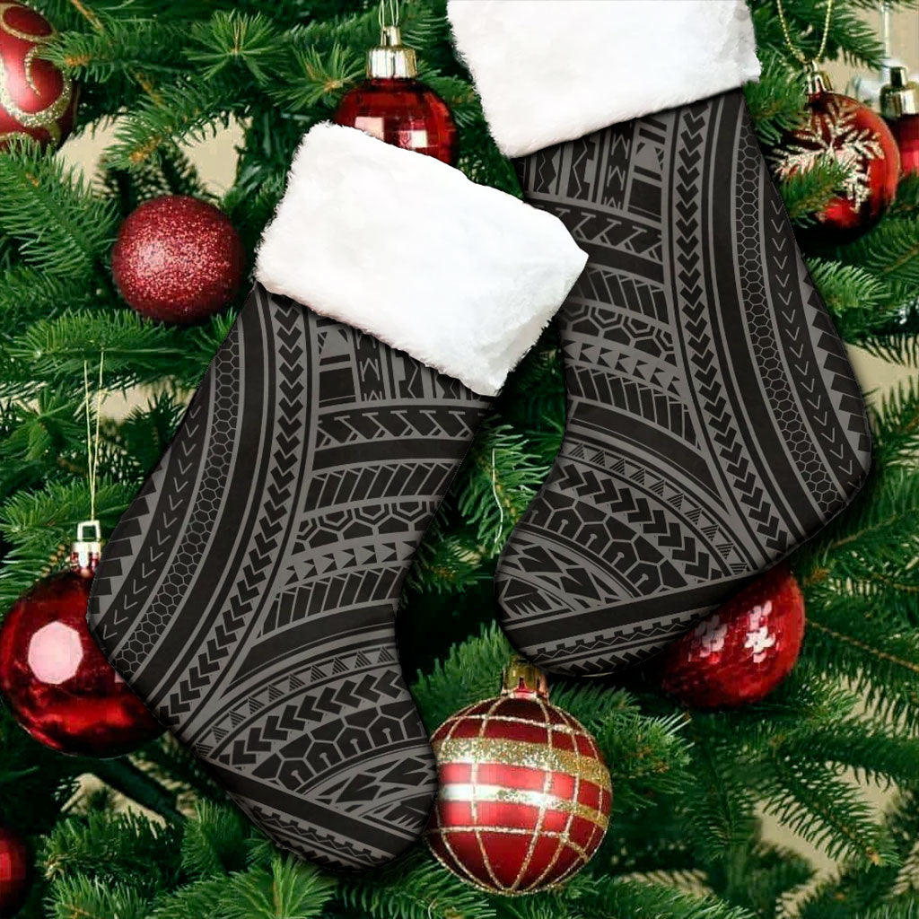 Hawaii Christmas Stocking Polynesian Pattern Gray